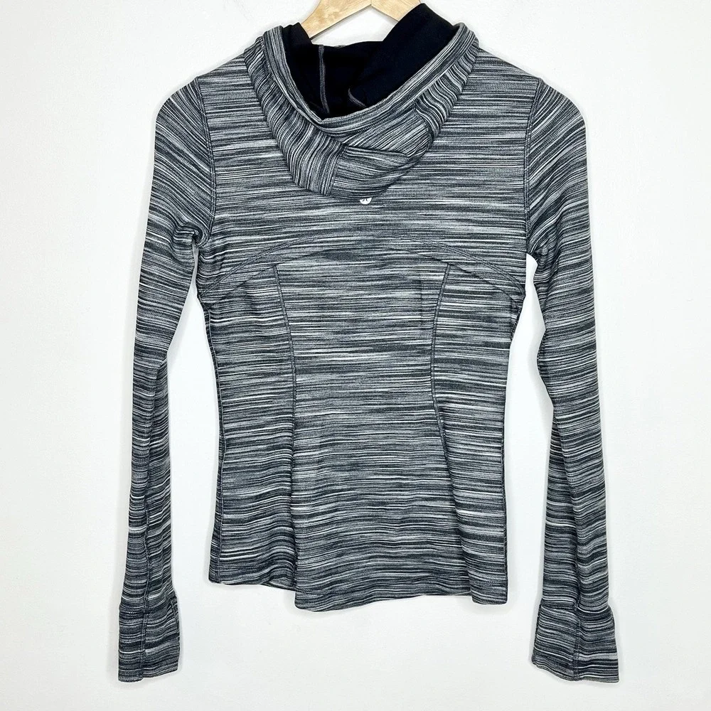 Lululemon Hooded Define Jacket Heathered Black Gray Womens Size 6 Full Zip Nulu